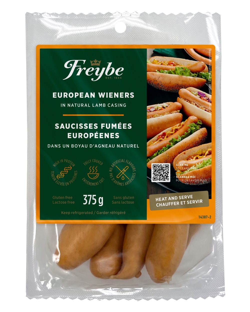 European Wieners Freybe   713378 European Wieners 375g Reduced Size 